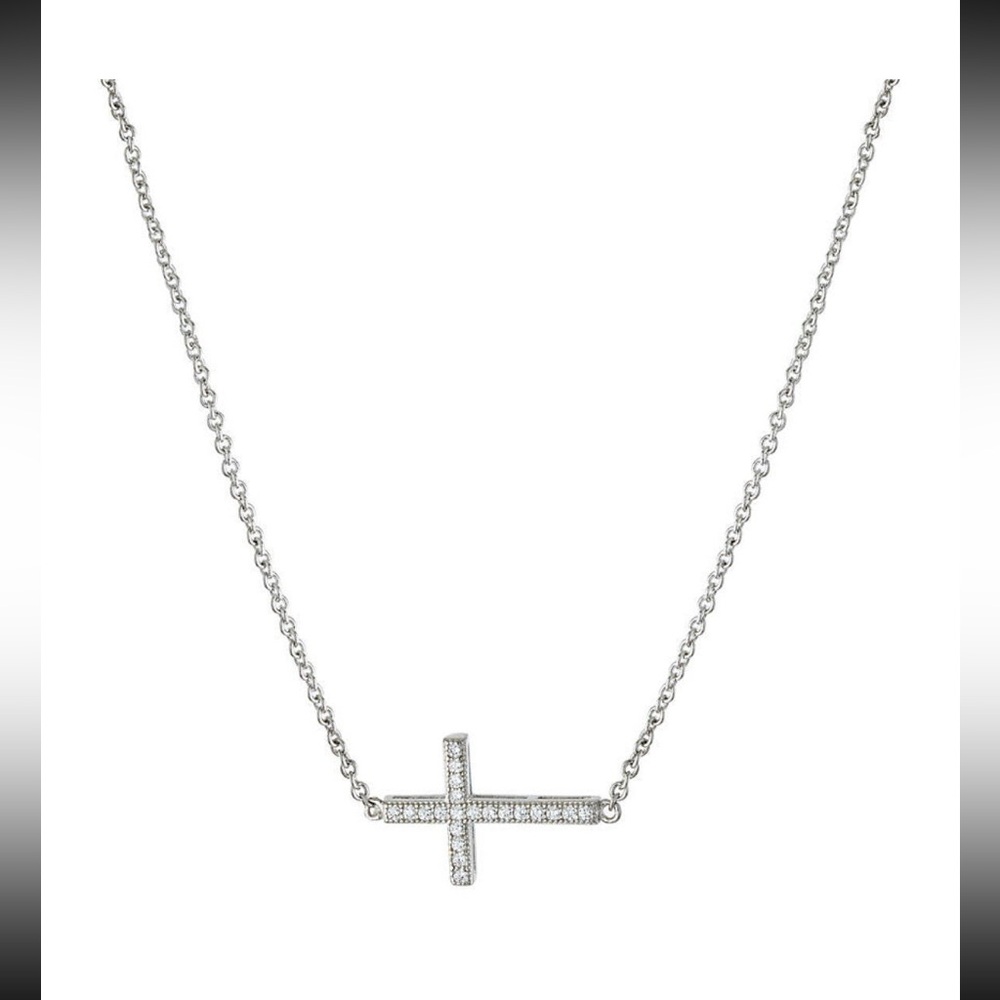 ✝️ SILVER RHINESTONE CROSS NECKLACE ✝️